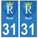 31 Revel ville autocollant plaque blason stickers