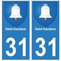 El 31 de Saint-Gaudens, de la ciudad de etiqueta, placa escudo de armas de pegatinas