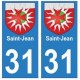31 Saint-Jean ville autocollant plaque blason stickers