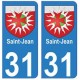 31 Saint-Jean ville autocollant plaque blason stickers
