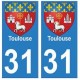 31 Toulouse ville autocollant plaque blason stickers