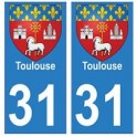 El 31 de Toulouse, la ciudad de la etiqueta engomada de la placa de escudo de armas de pegatinas