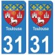 31 Toulouse ville autocollant plaque blason stickers