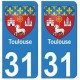 31 Toulouse ville autocollant plaque blason stickers