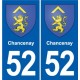 52 Chancenay escudo de armas de la etiqueta engomada de la placa de pegatinas de la ciudad