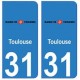 31 Toulouse ville autocollant plaque blason stickers