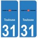 31 Toulouse ville autocollant plaque blason stickers