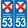 53 Mayenne blason autocollant plaque stickers ville
