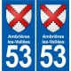 53 Mayenne blason autocollant plaque stickers ville