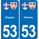 53 Mayenne blason autocollant plaque stickers ville
