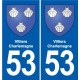 53 Mayenne blason autocollant plaque stickers ville