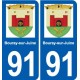 91 Bouray-sur-Juine autocollant plaque immatriculation ville sticker auto