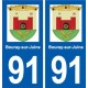 91 Bouray-sur-Juine autocollant plaque immatriculation ville sticker auto