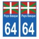 64 Pays Basque autocollant plaque