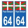 64 Pays Basque autocollant plaque