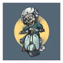 Squelette sur Moto sticker autocollant interrupteur