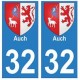 32 Auch autocollant plaque blason armoiries stickers département