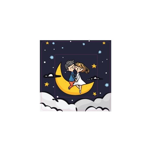 Couple sur la lune sticker autocollant interrupteur