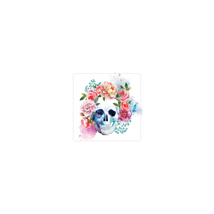 Crâne avec des fleurs sticker autocollant interrupteur