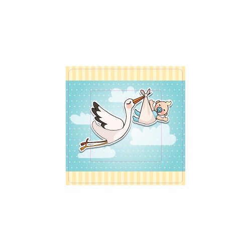 Cigogne avec bébé sticker autocollant interrupteur