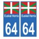 64 Euskal Herria autocollant plaque