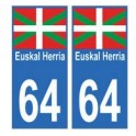 64 Euskal Herria autocollant plaque