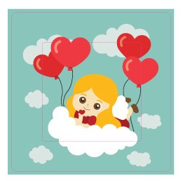 Fille avec ballon coeur sticker autocollant interrupteur