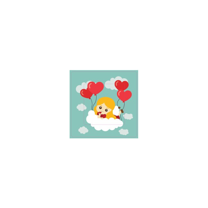 Fille avec ballon coeur sticker autocollant interrupteur