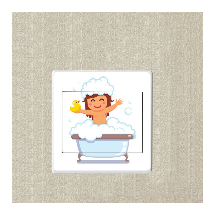 Bébé Dans La Baignoire  sticker autocollant interrupteur