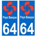 64 Lauburu croix basque autocollant plaque