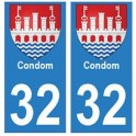 32 Condom autocollant plaque blason armoiries stickers département