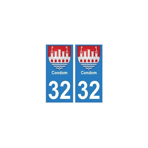 32 Condom autocollant plaque blason armoiries stickers département