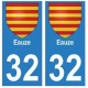 32 Eauze autocollant plaque blason armoiries stickers département