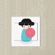 Adorable kokeshi sticker autocollant interrupteur