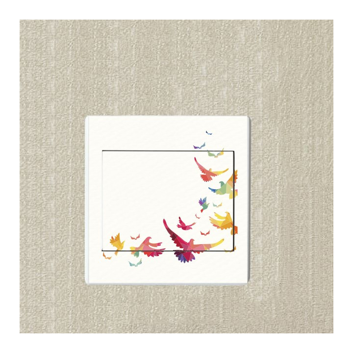 Oiseaux colorés sticker autocollant interrupteur