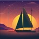 Bateau à voile au coucher du soleil sticker autocollant interrupteur