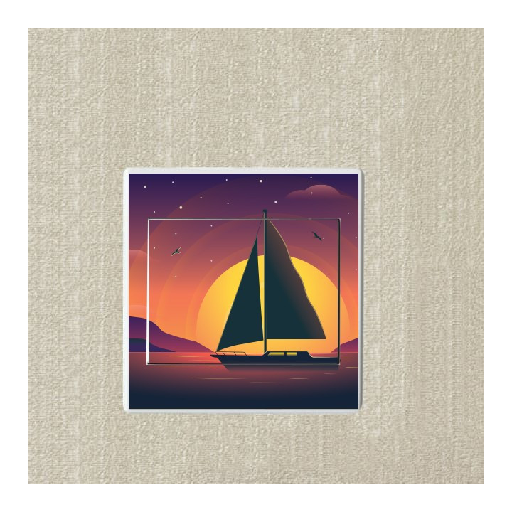Bateau à voile au coucher du soleil sticker autocollant interrupteur