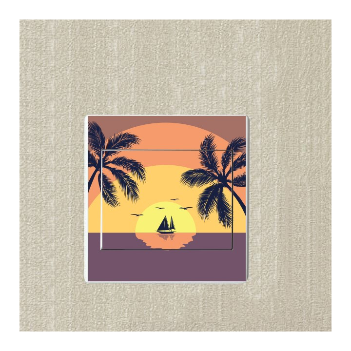 Bateau à voile au coucher du soleil 1 sticker autocollant interrupteur