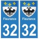 32 Fleurance autocollant plaque blason armoiries stickers département