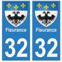 32 Fleurance autocollant plaque blason armoiries stickers département