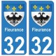 32 Fleurance autocollant plaque blason armoiries stickers département