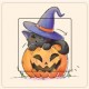 Chat et citrouille sticker autocollant interrupteur