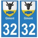 32 Gimont autocollant plaque blason armoiries stickers département