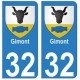 32 Gimont autocollant plaque blason armoiries stickers département