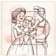 Famille heureuse sticker autocollant interrupteur