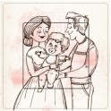 Famille heureuse sticker autocollant interrupteur