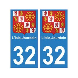 32 L‘isle jourdain autocollant plaque blason armoiries stickers département