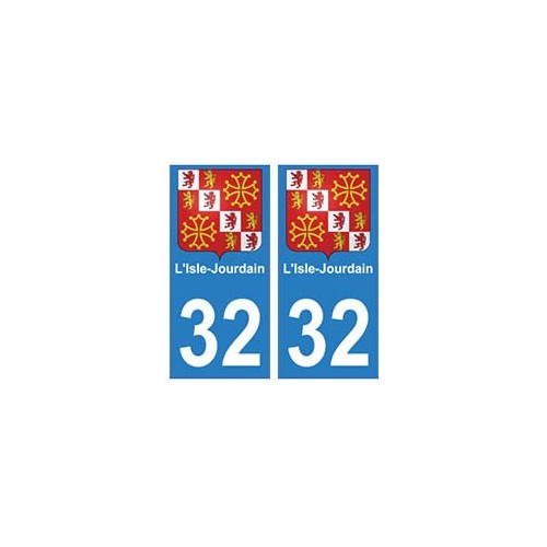 32 L‘isle jourdain autocollant plaque blason armoiries stickers département