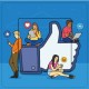 Medias sociaux sticker autocollant interrupteur