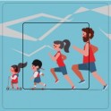 Courir avec la famille sticker autocollant interrupteur